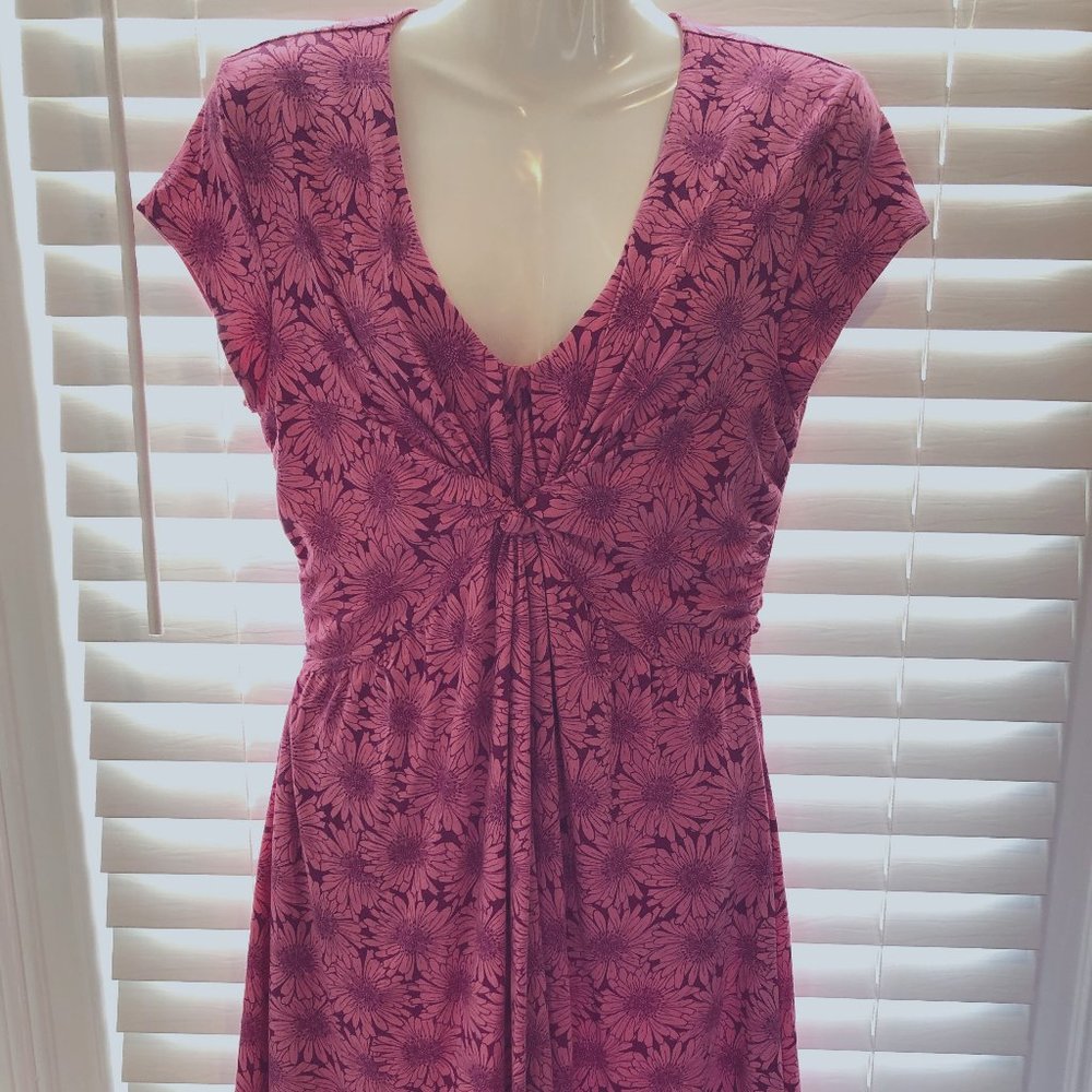 Garnet Hill Garden Party Dress Twist Front Pink Floral Burst  Women 4 PERFECT
